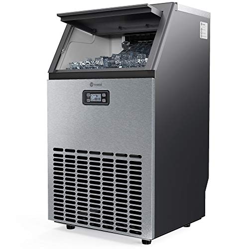 Vremi Commercial Grade Ice Maker - Produces 100 Pounds of Ice in 24 Hrs with 29 Pounds Storage Bin - Stainless Steel, Freestanding Automatic Clear Cube Ice Making Machine Perfect for Home or Business