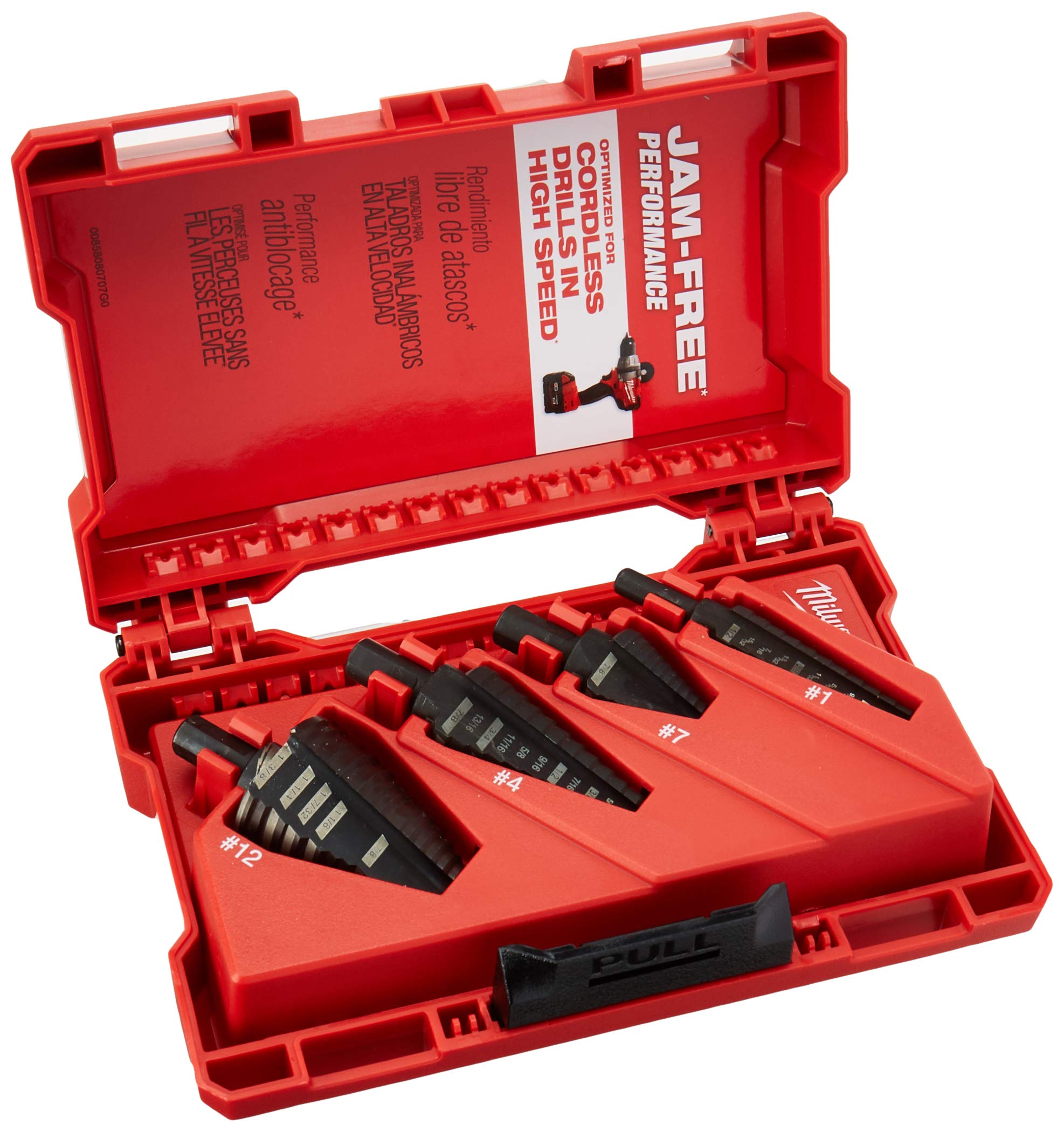 Milwaukee Step Drill Bit Set, Hss, 1/8-1-3/8 In, 4 Pc