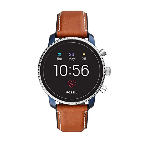 Fossil Connected Watches Child Code Fossil Men's Gen 4 Explorist HR Heart Rate Stainless Steel and Leather Touchscreen Smartwatch, Color: Brown (Model: FTW4016)