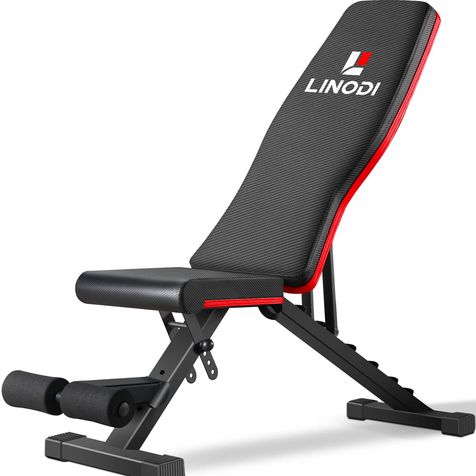 LINODI Weight Bench, Adjustable Strength Training Benches for Full Body Workout, Multi-Purpose Foldable Incline Decline Home Gym Bench