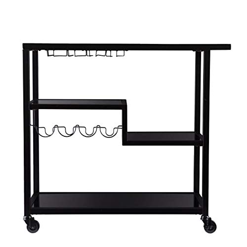 Holly & Martin Zephs Black Bar Cart with Smoked Mirror - Bar Cart & Kitchen Carts Online