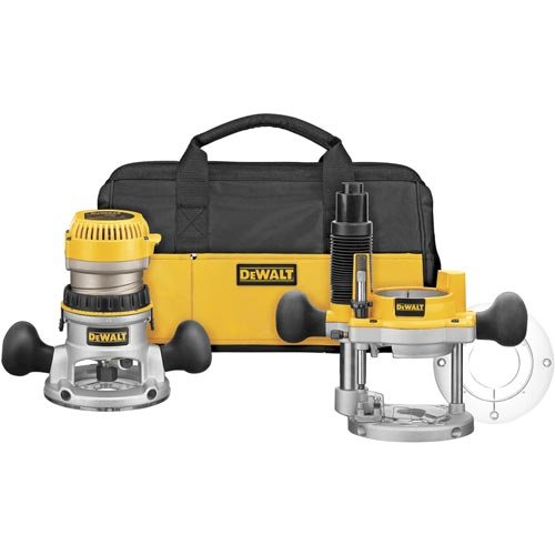 DEWALT DW618PKB 2-1/4 HP EVS Fixed Base/Plunge Router K...