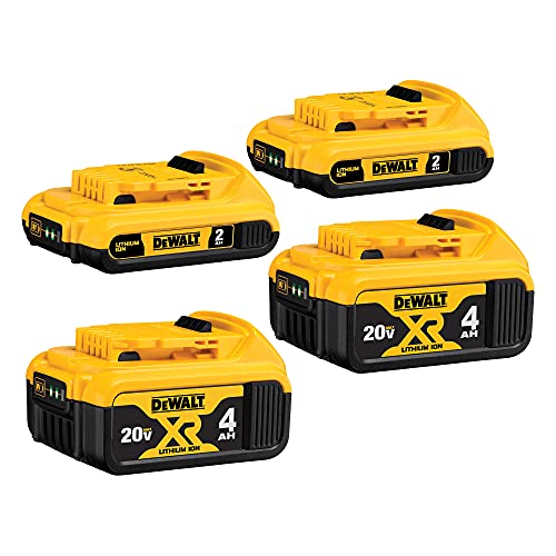 DEWALT 20V MAX Battery, Lithium Ion, 4-Ah & 2-Ah, 4-Pac...