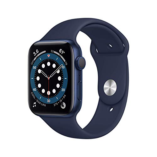 Apple Watch Series 6 (GPS, 44mm) - Blue Aluminum Case with Deep Navy Sport Band (Renewed)