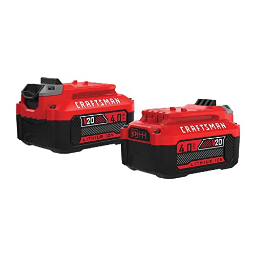 Craftsman V20 Lithium Battery, 2-Pack, 4.0Ah, LED Charg...