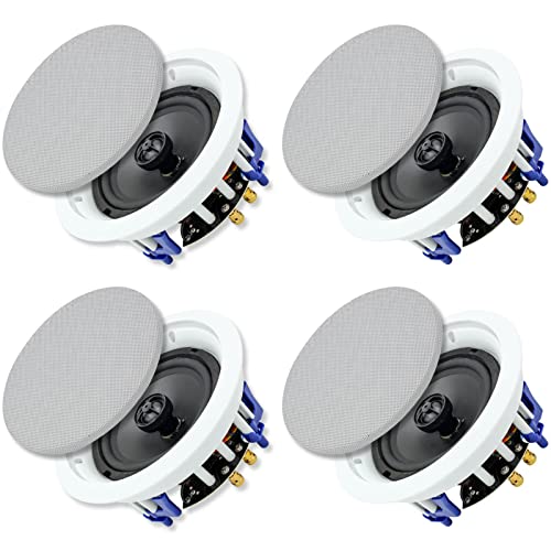 Herdio 6.5 inch 640 Watts Ceiling Speakers Flush Mount 2 Way Perfect for Office,Kitchen,Living Room,Bathroom(4 Speakers)