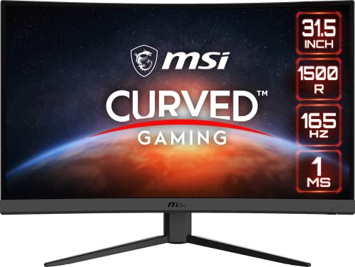 MSI Optix G32CQ4 QHD 1500R Curvature 16:9 Aspect Ratio Non-Glare Super Narrow Bezel 1ms 2560 x 1440 165Hz Refresh Rate Tilt Adjustment AMD FreeSync 32