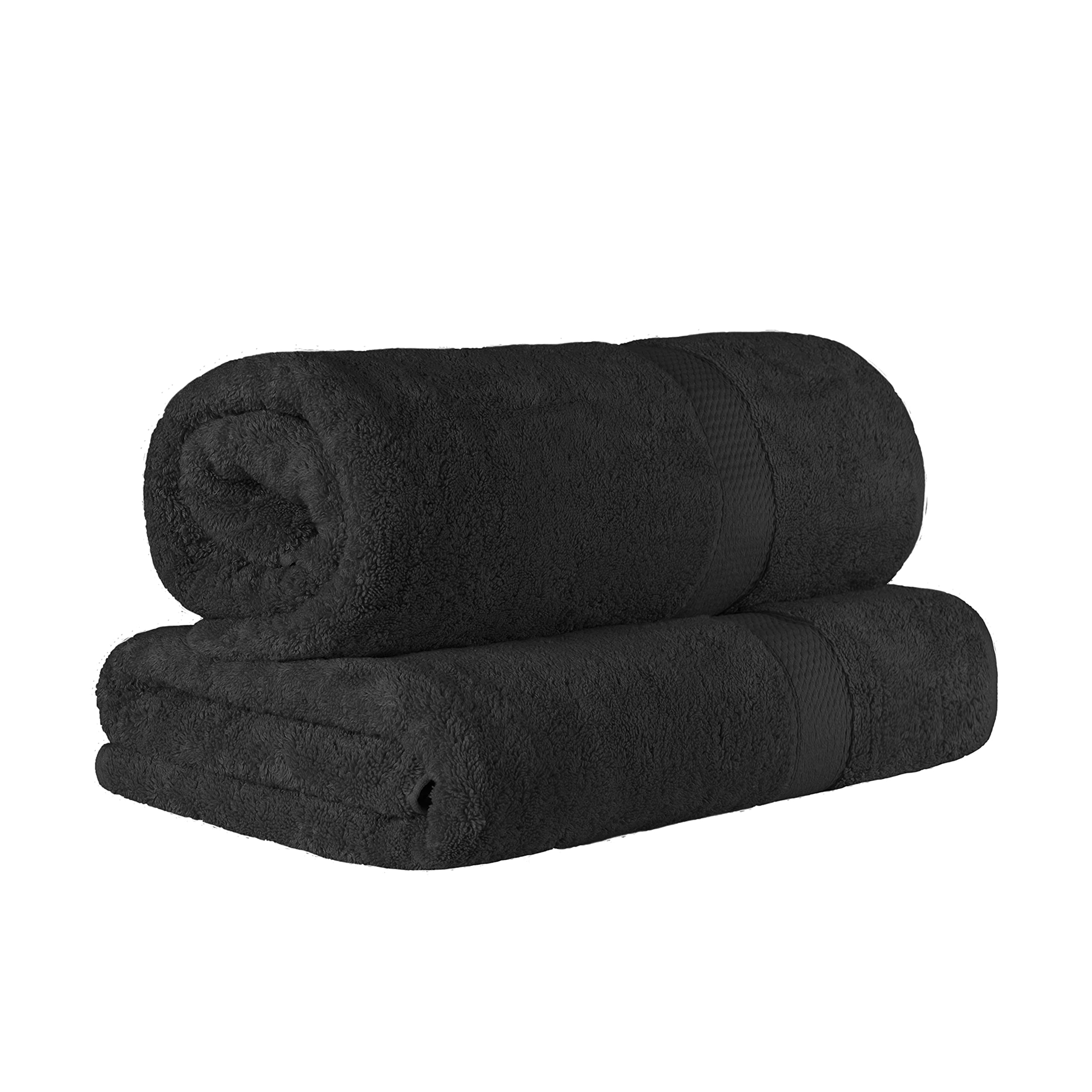 SUPERIOR Egyptian Cotton 2-Piece Solid Bath Sheet Set, Bath Sheet 34” x 68”, 800 GSM, 2-Pieces, Black