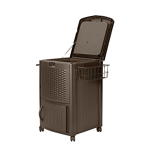 Suncast Resin Wicker Outdoor Cooler with Wheels - Porta...