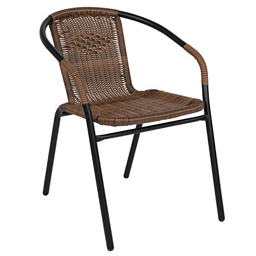 Flash Furniture 4 Pack Medium Brown Rattan Indoor-Outdo...