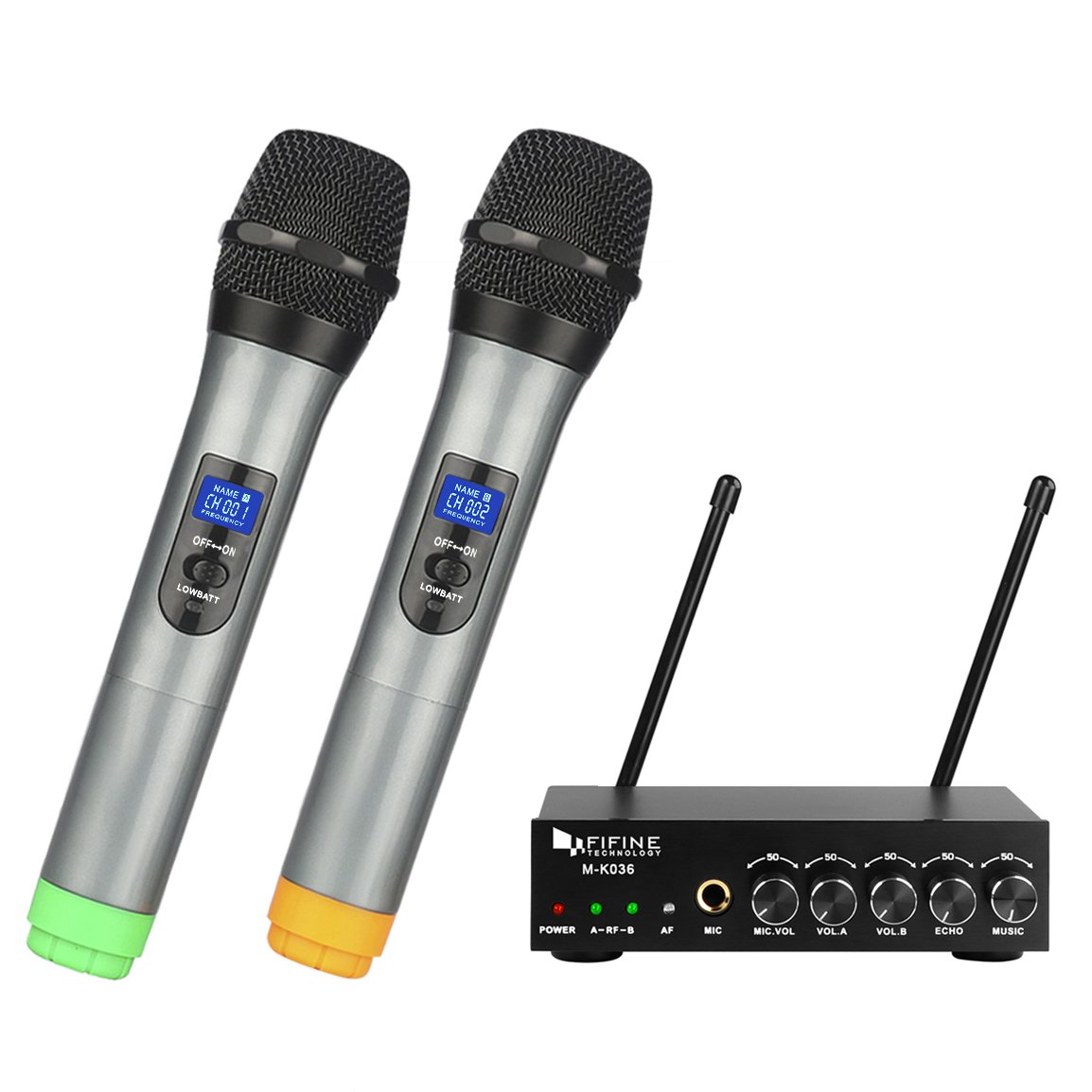 FIFINE UHF Dual Channel Wireless Handheld Microphone, E...